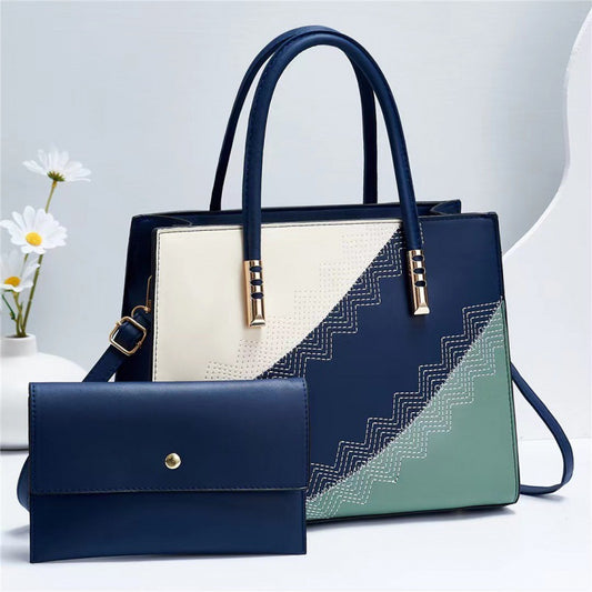 Women's New Trendy Color Block Large Capacity Mother-Daughter Bag Elegant Single Shoulder Crossbody Handbag Cross-Border Dropshipping