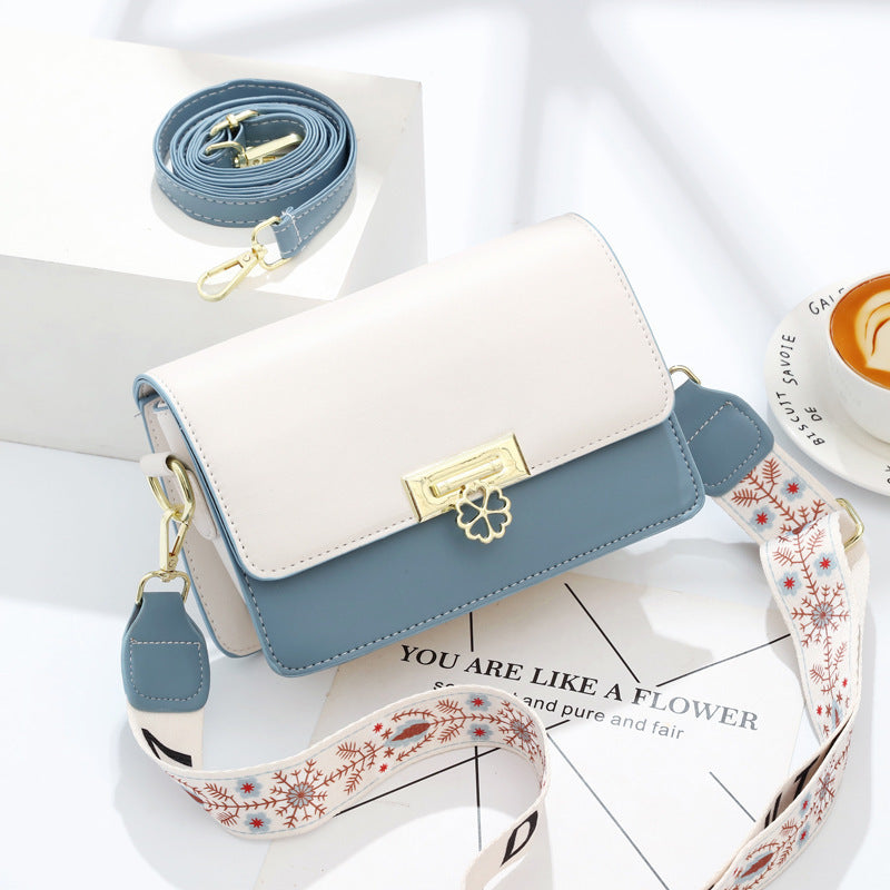 Winter New Simple Stylish Cute Women's Small Square Bag Fashion Color Block Texture Shoulder Bag Dropshipping
