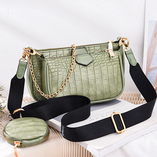 Crossbody Small Bag New Year Women's Korean Version Fresh Fashion Three-in-One Women's Bag Crossbody Shoulder Handbag