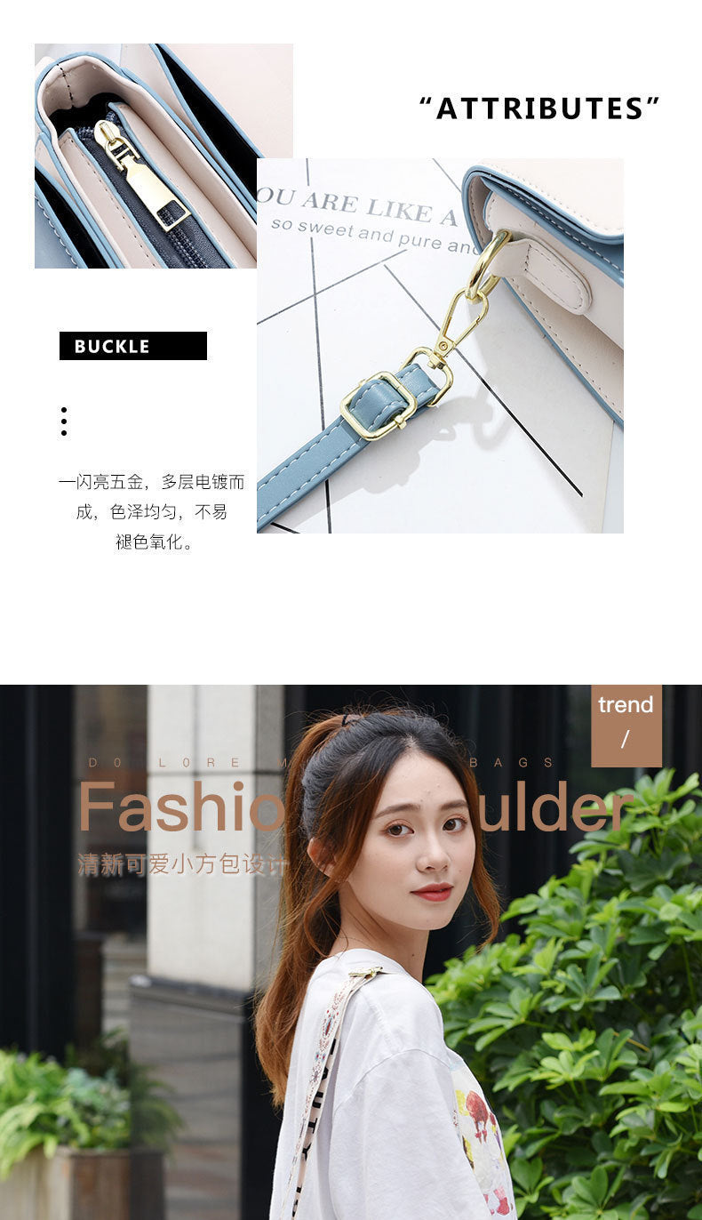 Winter New Simple Stylish Cute Women's Small Square Bag Fashion Color Block Texture Shoulder Bag Dropshipping