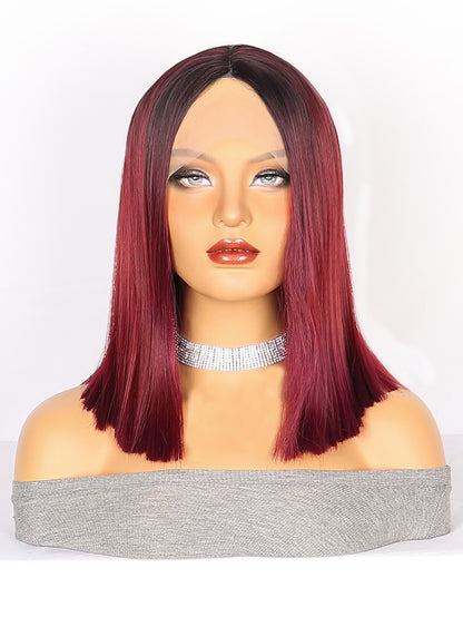 13*4 Front Lace Synthetic Wig High Temperature Fiber BOBStraightHairWigs Short Wig Short Hair
