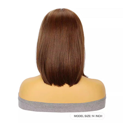 Piano color wig European and American Fashion Wig T Front Lace Synthetic Hair Cap  Medium-length Straight Hair with Middle Part bob