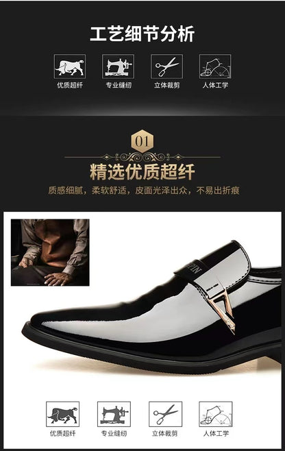 Wholesale Business Formal Shiny Casual Men's Youth Versatile Black Waterproof Men's Leather Shoes Shiny Leather Large Size Men's Shoes