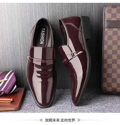 Wholesale Business Formal Shiny Casual Men's Youth Versatile Black Waterproof Men's Leather Shoes Shiny Leather Large Size Men's Shoes