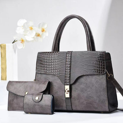 New Cross-Border Women's Handbag Elegant Simple Shoulder Crossbody Bag Trendy Fashion Mom Bag Three-Piece Set