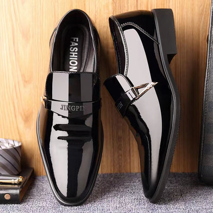 Wholesale Business Formal Shiny Casual Men's Youth Versatile Black Waterproof Men's Leather Shoes Shiny Leather Large Size Men's Shoes