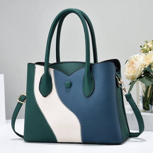 Summer New Korean Style Fashionable Patchwork Handbag Trendy Color-Block Elegant Mom Bag Wholesale