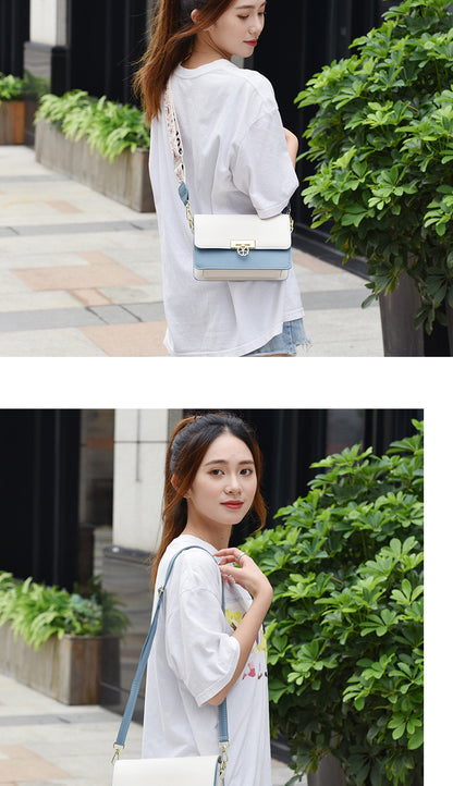 Winter New Simple Stylish Cute Women's Small Square Bag Fashion Color Block Texture Shoulder Bag Dropshipping