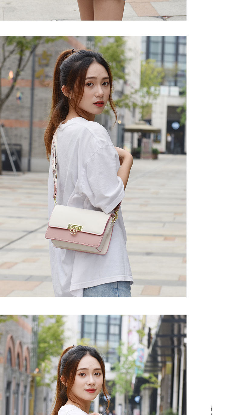 Winter New Simple Stylish Cute Women's Small Square Bag Fashion Color Block Texture Shoulder Bag Dropshipping