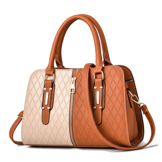 New Fashion Color Block Women's Handbag European and American Style Large Capacity Shoulder Crossbody Bag Trendy One Piece Dropshipping
