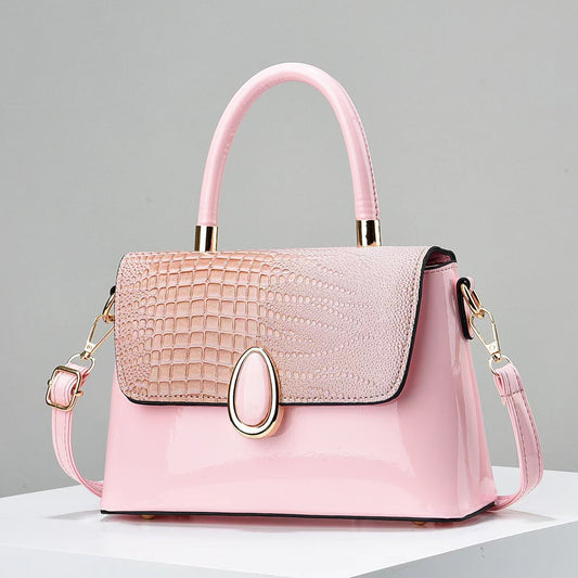 Summer New Fashionable European and American Style Shiny Leather Embossed Crocodile Texture Single Shoulder Handbag Small Bag Dropshipping