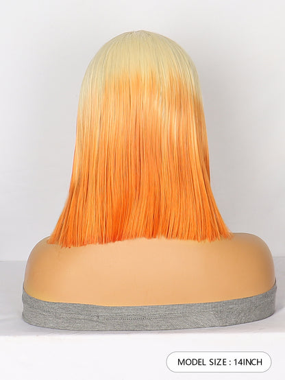 Lace Wig Headgear for Women Bobhaircut Gradient Color Short Straight Hair Synthetic Wigs European and American New