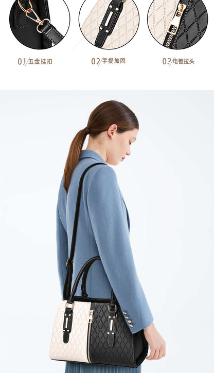 New Fashion Color Block Women's Handbag European and American Style Large Capacity Shoulder Crossbody Bag Trendy One Piece Dropshipping