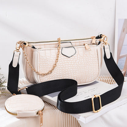 Crossbody Small Bag New Year Women's Korean Version Fresh Fashion Three-in-One Women's Bag Crossbody Shoulder Handbag