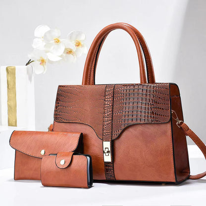 New Cross-Border Women's Handbag Elegant Simple Shoulder Crossbody Bag Trendy Fashion Mom Bag Three-Piece Set