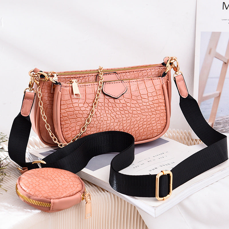 Crossbody Small Bag New Year Women's Korean Version Fresh Fashion Three-in-One Women's Bag Crossbody Shoulder Handbag