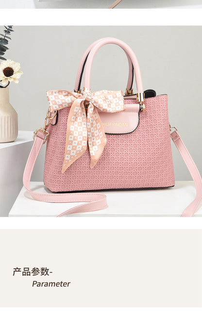Women's Handheld Small Square Bag New Fashionable Woven Pattern Single Shoulder Crossbody Bag