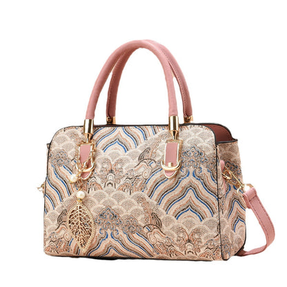 Women's Summer New Chinese Style Fashion Handbag Printed Single Shoulder Crossbody Large Capacity Mom Bag