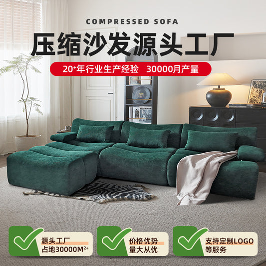 Italian bamboo compression sofa living room small apartment fabric italian straight row foreign trade cross-border roll bag sofa