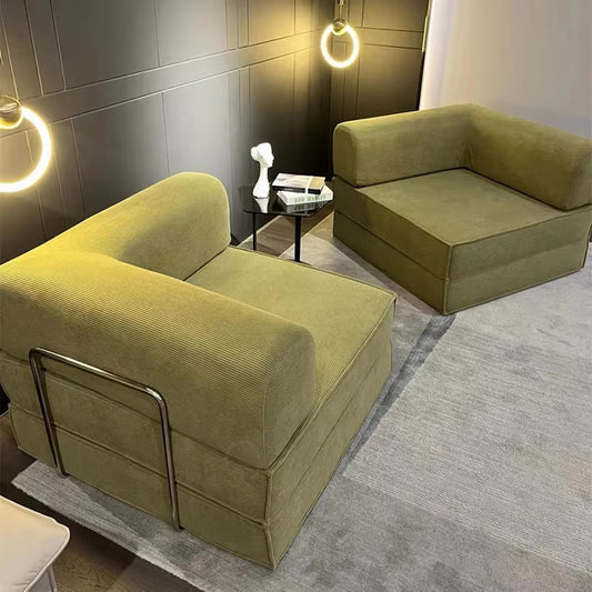 Cross-border fabric sofa module small apartment living room three-person double row retrofoldable two sofa beds