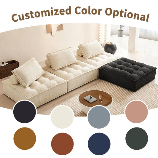 Piemonte tofu cube chenille fabric compression sofa - modular, freestanding, and perfect for small spaces