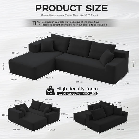 [cross-border] l-shaped compression sofa high rebound installation-free living room bedroom multi-functional modular sofa corduroy