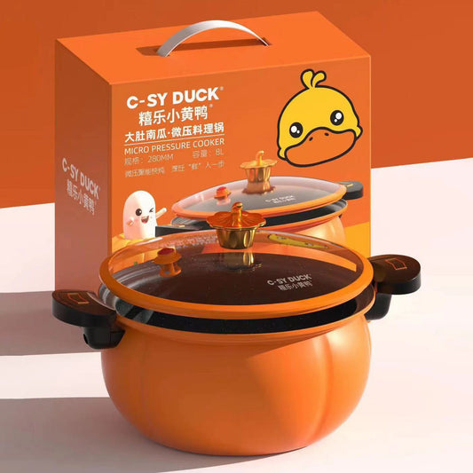 Little yellow duck micro pressure cooker - multifunctional non-stick pumpkin pot for braising, slow cooking, and electromagnetic induction cooktops - universal soup pot - gift cookware