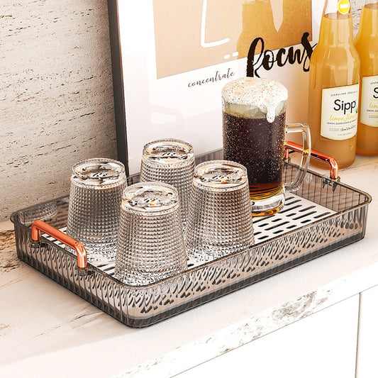 Tea tray for home living room dry brewing station accessible luxury tea set cup holder tea cup water cup rectangular double layer drainage tray