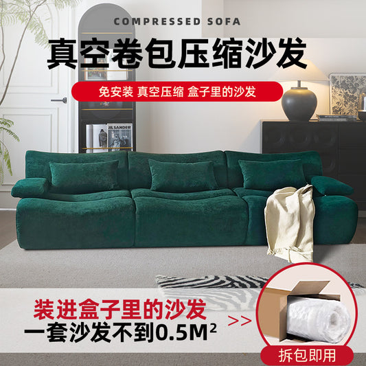 Italian bamboo compression sofa living room small apartment fabric italian straight row foreign trade cross-border roll bag sofa