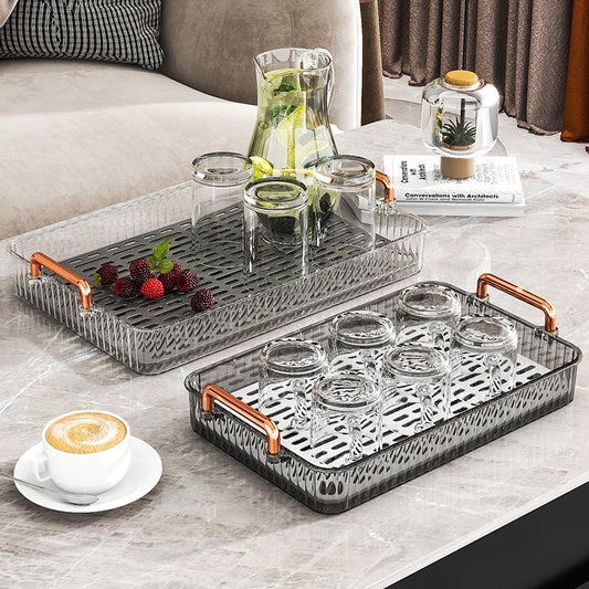 Tea tray for home living room dry brewing station accessible luxury tea set cup holder tea cup water cup rectangular double layer drainage tray