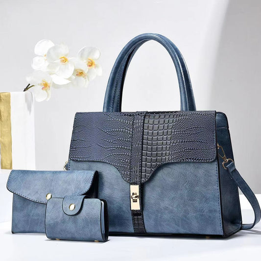New Cross-Border Women's Handbag Elegant Simple Shoulder Crossbody Bag Trendy Fashion Mom Bag Three-Piece Set