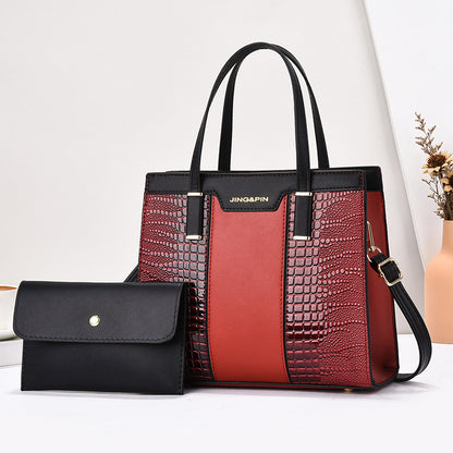 2025 Summer New Women's Bag Cross-Border Trendy Fashion Color-Block Large Capacity Handbag Mom Bag Single Shoulder Crossbody Bag