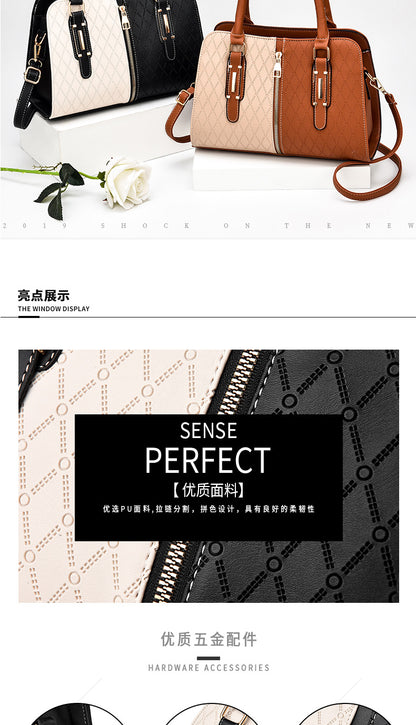 New Fashion Color Block Women's Handbag European and American Style Large Capacity Shoulder Crossbody Bag Trendy One Piece Dropshipping