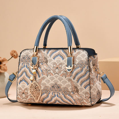 Women's Summer New Chinese Style Fashion Handbag Printed Single Shoulder Crossbody Large Capacity Mom Bag