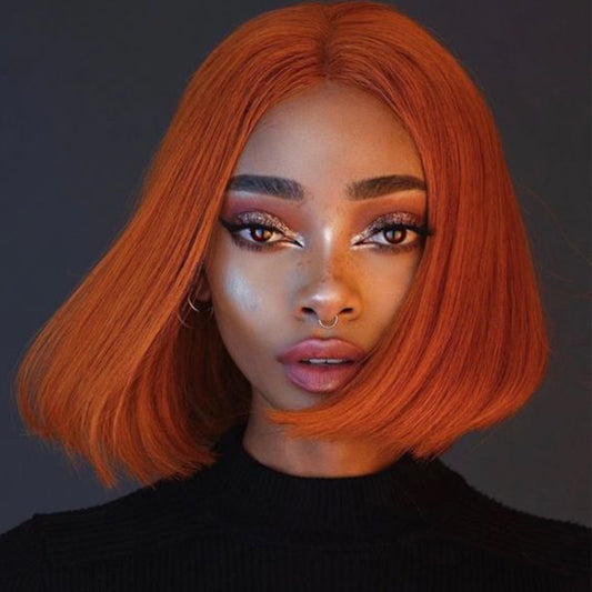 13*4 Front Lace Synthetic Wig High Temperature Fiber BOBStraightHairWigs Short Wig Short Hair