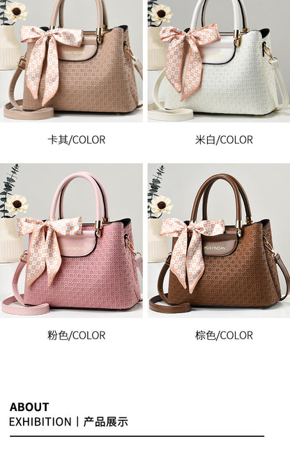 Women's Handheld Small Square Bag New Fashionable Woven Pattern Single Shoulder Crossbody Bag