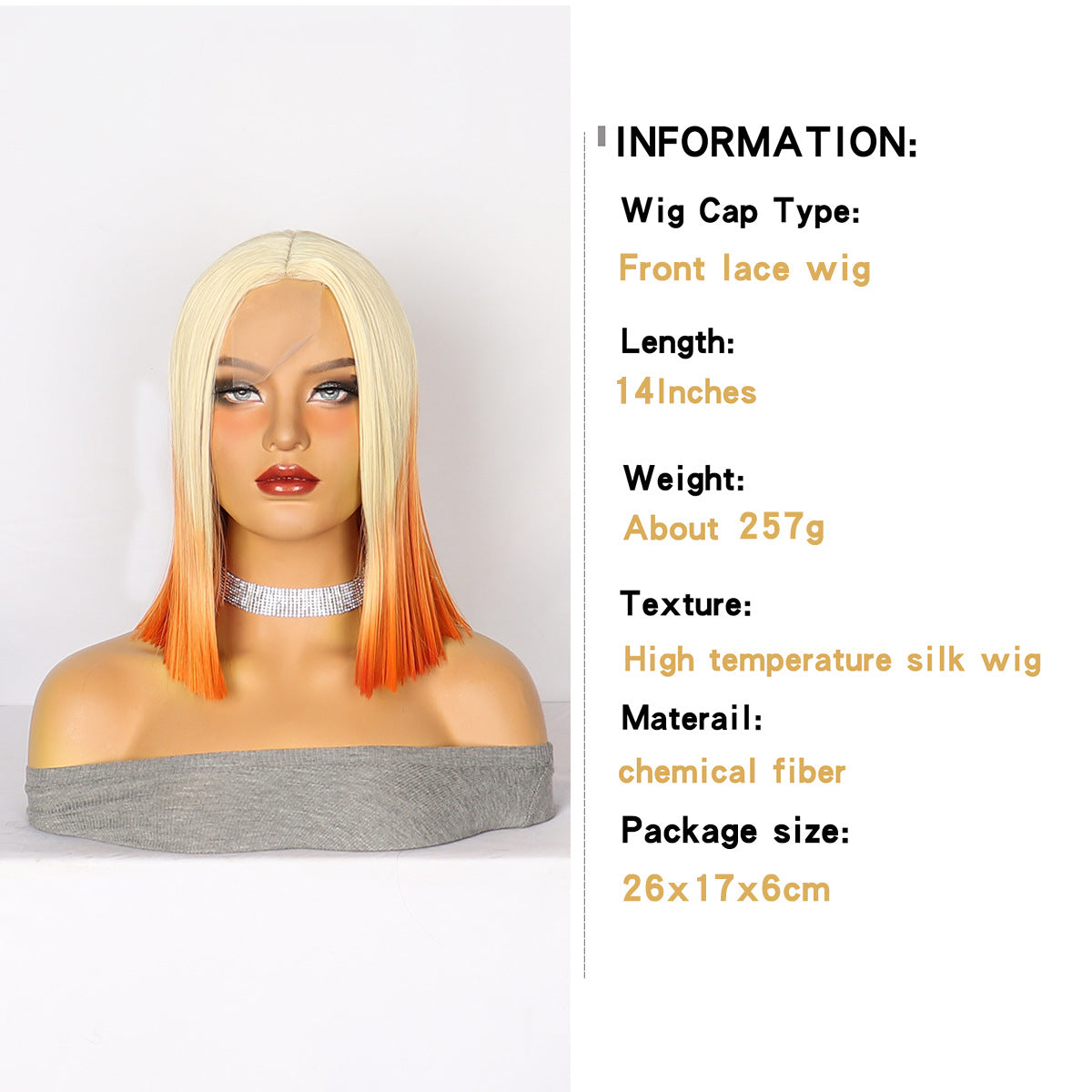 Lace Wig Headgear for Women Bobhaircut Gradient Color Short Straight Hair Synthetic Wigs European and American New
