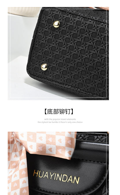 Women's Handheld Small Square Bag New Fashionable Woven Pattern Single Shoulder Crossbody Bag