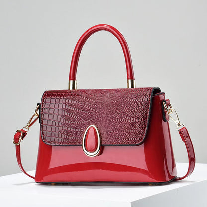 Summer New Fashionable European and American Style Shiny Leather Embossed Crocodile Texture Single Shoulder Handbag Small Bag Dropshipping