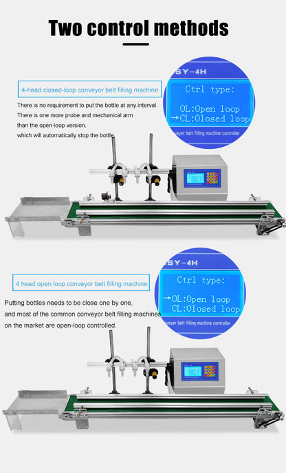 Automatic Small Four-Head Liquid Filling Machine Conveyor Belt Liquid Filling Machine with Conveyor