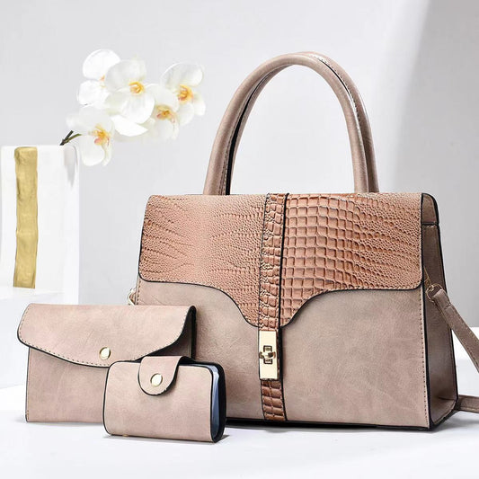 New Cross-Border Women's Handbag Elegant Simple Shoulder Crossbody Bag Trendy Fashion Mom Bag Three-Piece Set