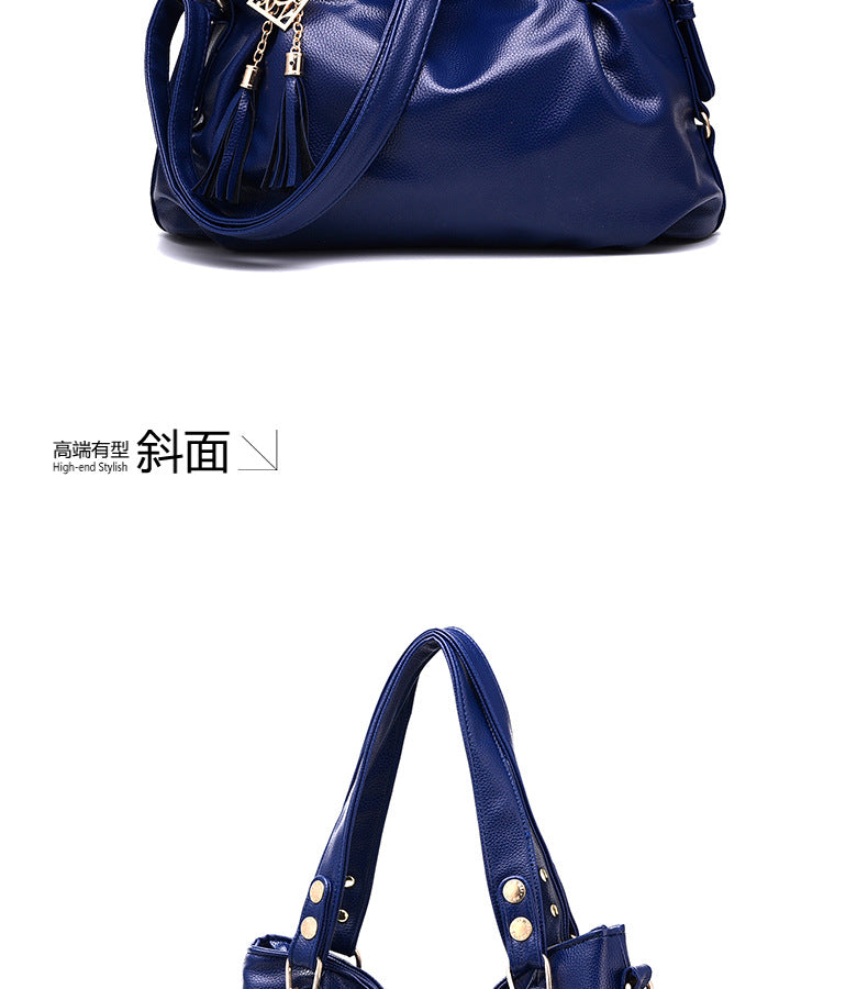 New Large Capacity Middle-aged Handbag Fashion Soft Leather Tassel Shoulder Bag Casual Crossbody Bag One Piece Dropshipping