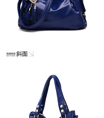 New Large Capacity Middle-aged Handbag Fashion Soft Leather Tassel Shoulder Bag Casual Crossbody Bag One Piece Dropshipping