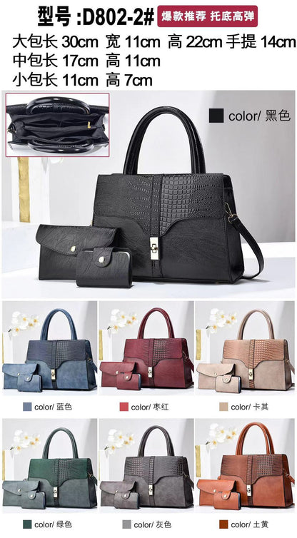 New Cross-Border Women's Handbag Elegant Simple Shoulder Crossbody Bag Trendy Fashion Mom Bag Three-Piece Set