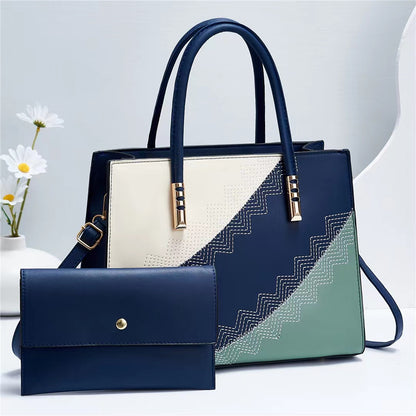 Women's New Trendy Color Block Large Capacity Mother-Daughter Bag Elegant Single Shoulder Crossbody Handbag Cross-Border Dropshipping