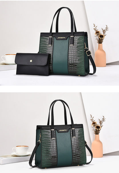 2025 Summer New Women's Bag Cross-Border Trendy Fashion Color-Block Large Capacity Handbag Mom Bag Single Shoulder Crossbody Bag
