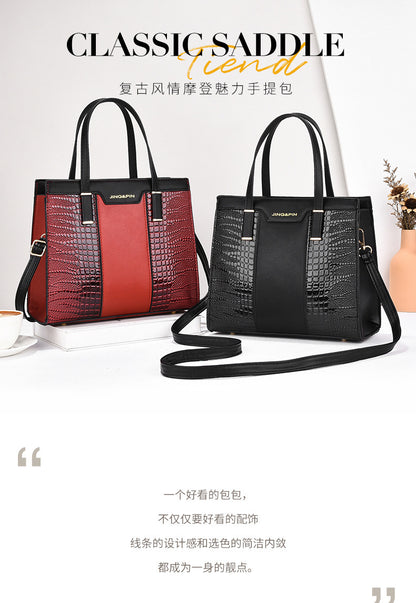 2025 Summer New Women's Bag Cross-Border Trendy Fashion Color-Block Large Capacity Handbag Mom Bag Single Shoulder Crossbody Bag