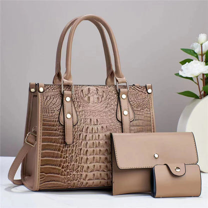 New Women's Bag Three-Piece Set Cross-Border Trendy Fashion Handbag Shoulder Crossbody Bag Large Capacity Mom Bag