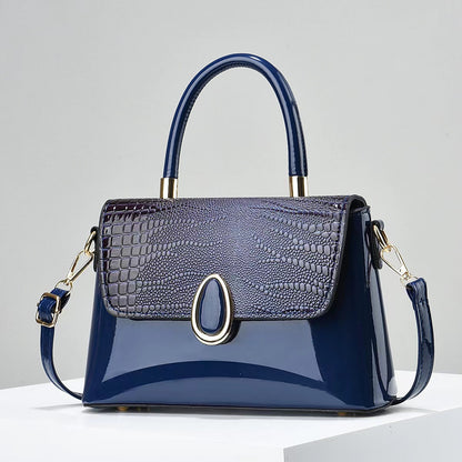 Summer New Fashionable European and American Style Shiny Leather Embossed Crocodile Texture Single Shoulder Handbag Small Bag Dropshipping