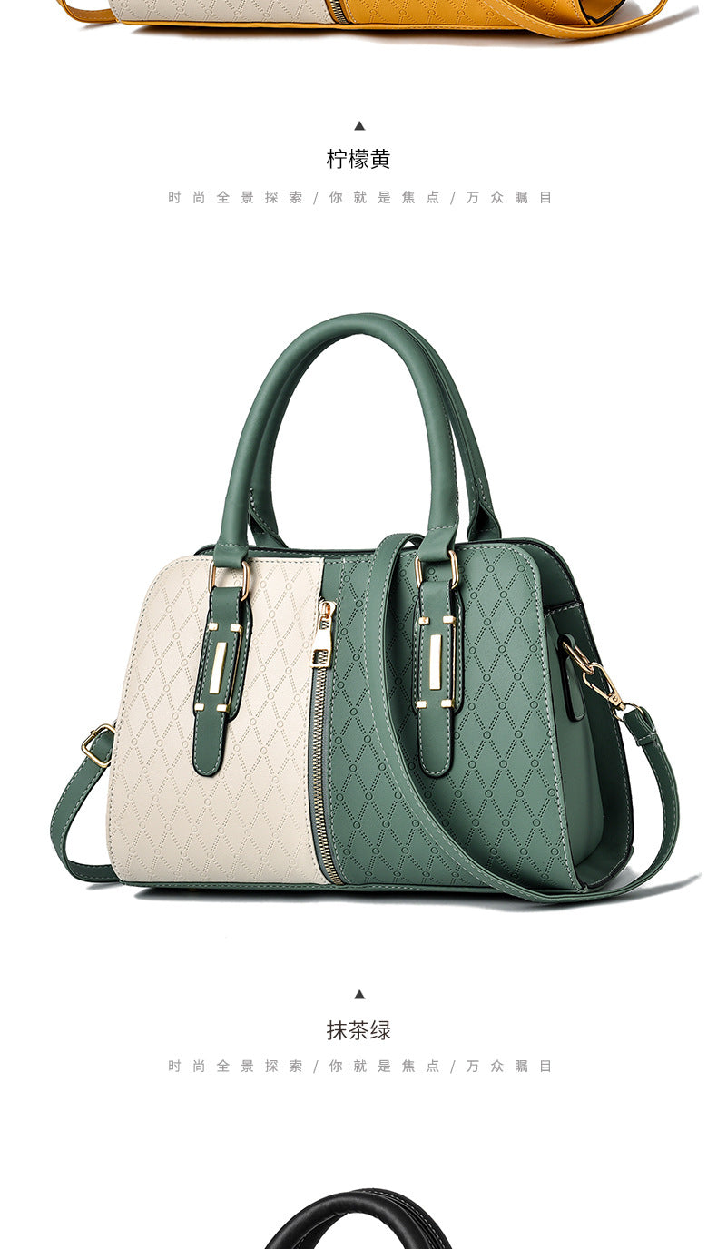 New Fashion Color Block Women's Handbag European and American Style Large Capacity Shoulder Crossbody Bag Trendy One Piece Dropshipping
